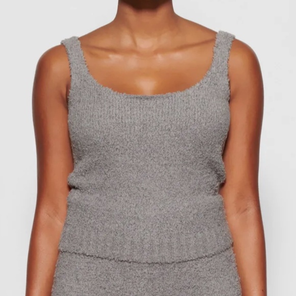 NWT SKIMS Cozy Knit Tank Top Smoke Grey Fuzzy Soft Loungewear - Picture 1 of 5